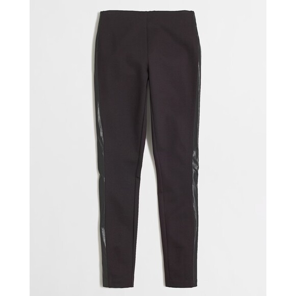 J. CREW The Gigi Pant Gray Black Vegan Faux Leather Strip Stretch Pants Size 12 - Picture 1 of 7